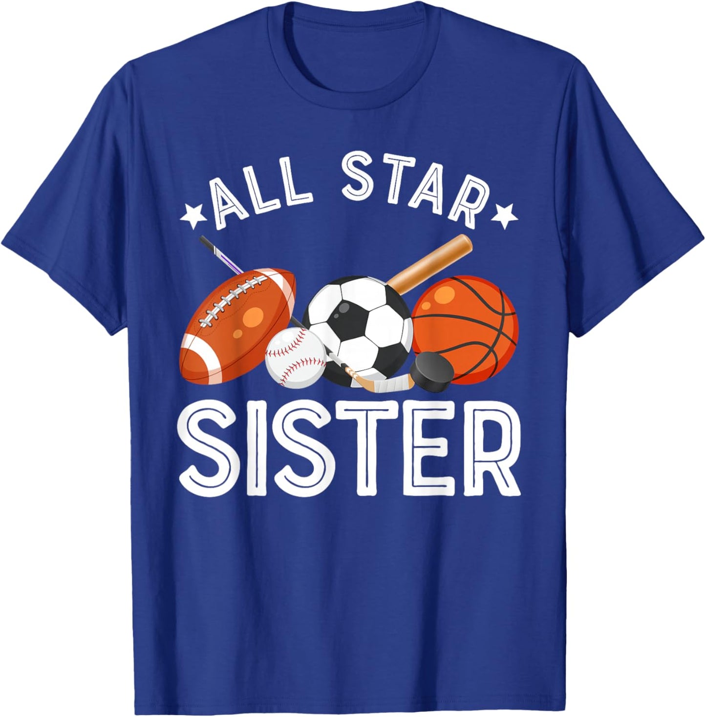 All Star Sister Of The Birthday Boy Basketball Soccer Sport T-Shirt - T-Shirt | Royal