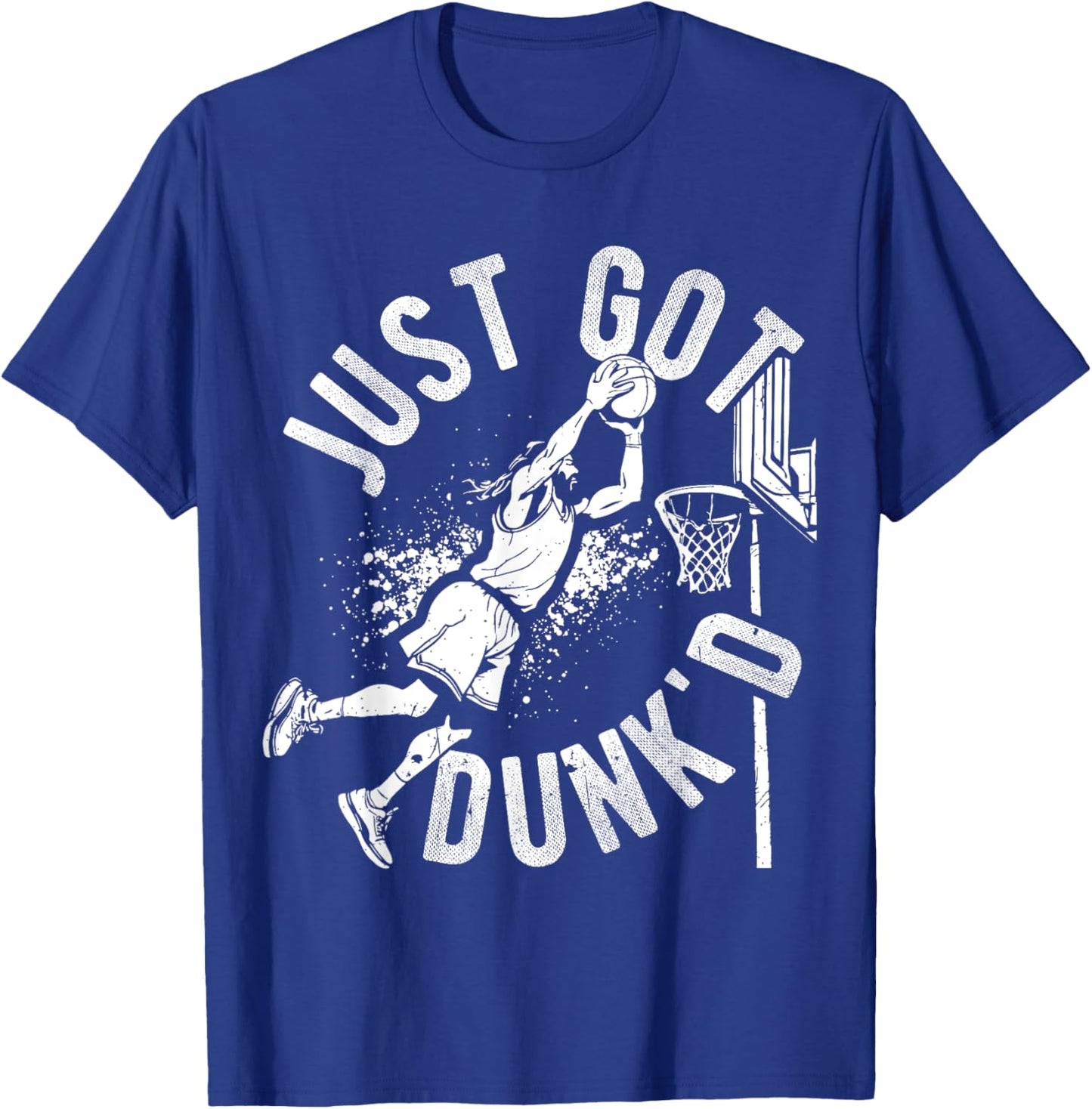 JUST GOT DUNK'D Basketball Jesus Dunking T-Shirt - T-Shirt | Royal