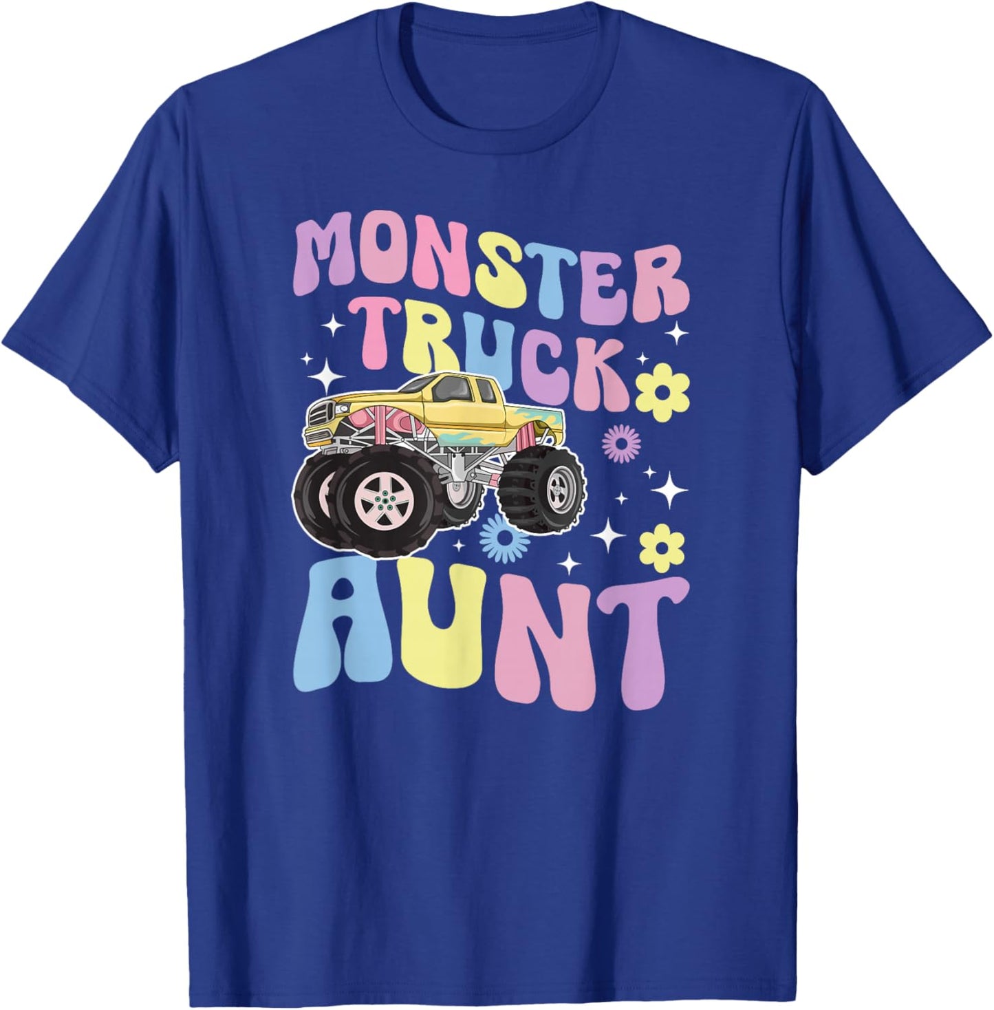 Monster Truck Aunt Groovy Monster Truck Auntie T-Shirt - T-Shirt | Royal
