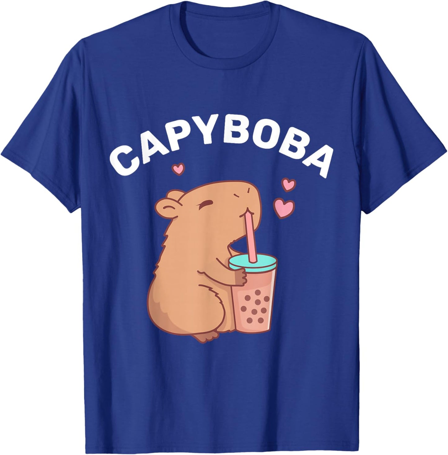 Funny Capybara Rodent, Capyboba Boba Milk Tea T-Shirt - T-Shirt | Royal