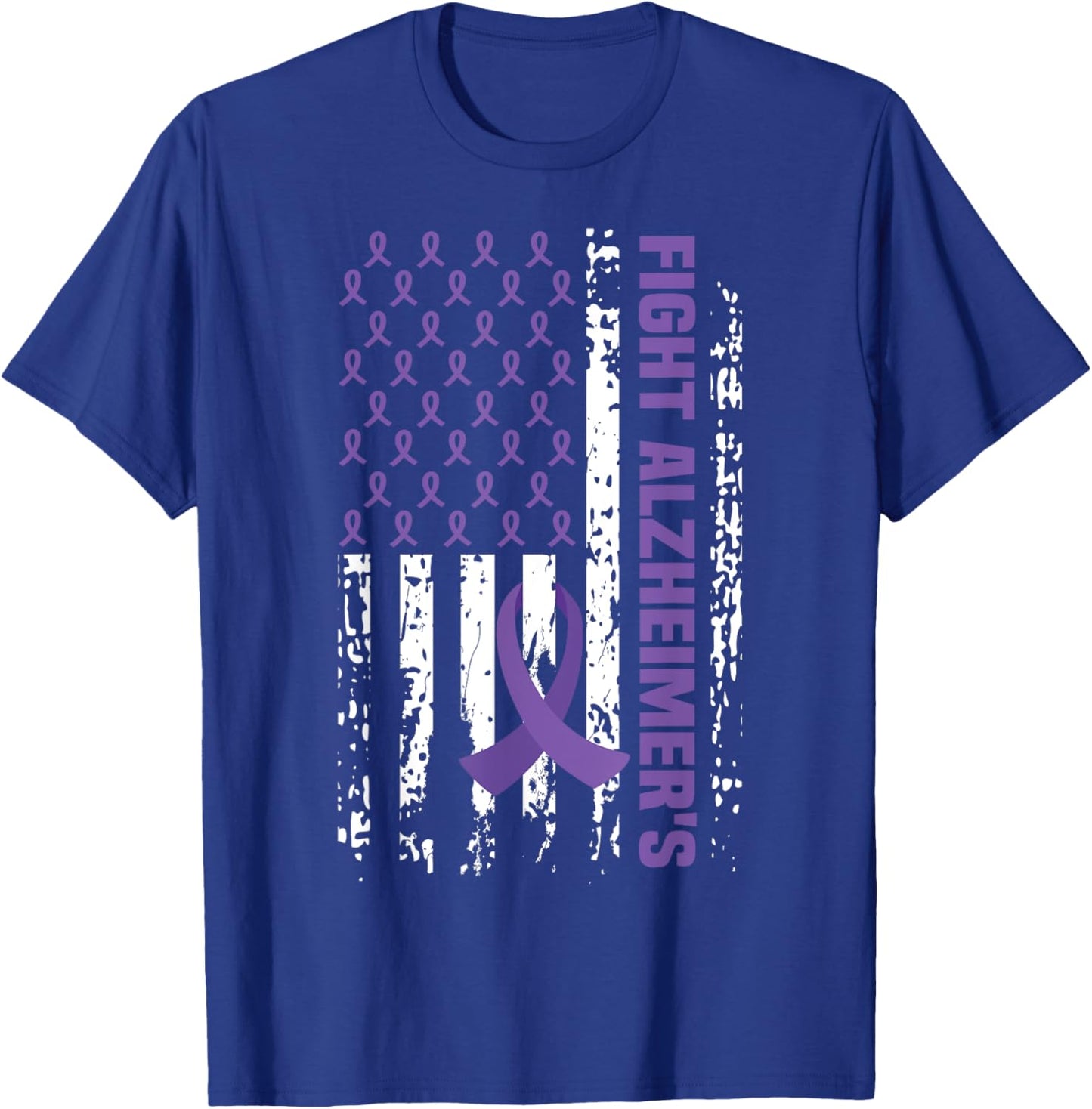 End Alzheimer's Shirt Purple Ribbon Alzheimers Awareness T-Shirt - T-Shirt | Royal
