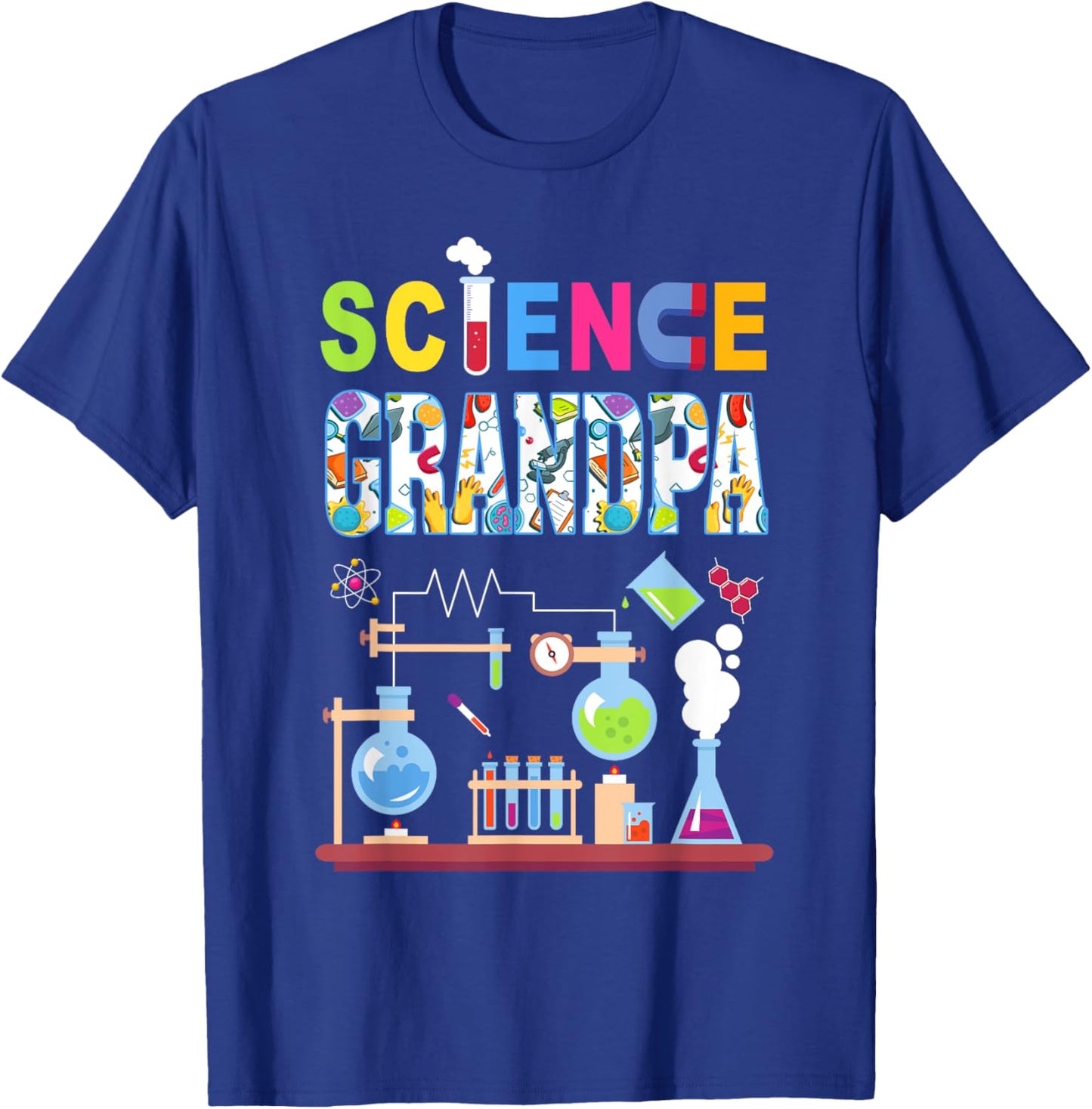 Science Grandpa Family Science Birthday Party Matching T-Shirt - T-Shirt | Royal