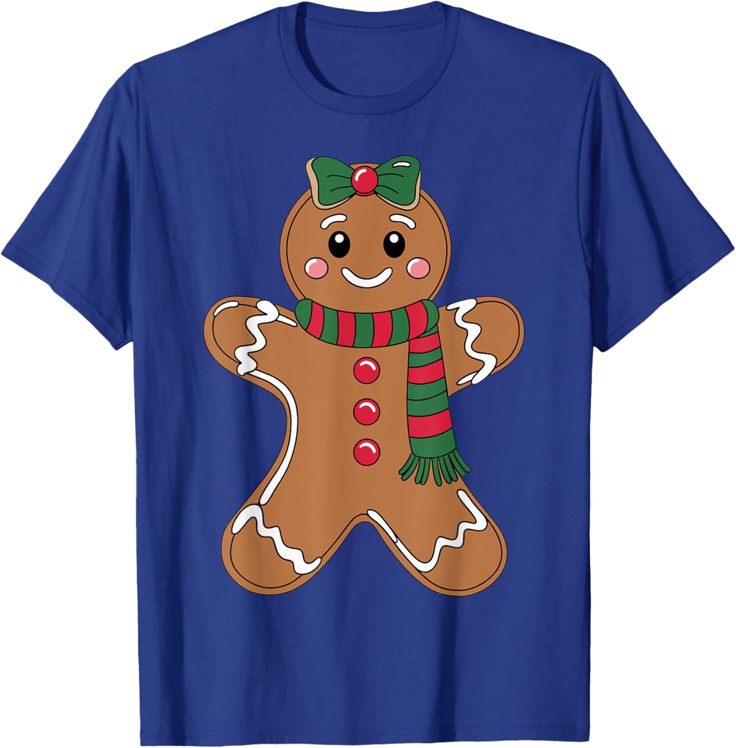 Cute Gingerbread with Bow Christmas Costume Xmas T-Shirt - T-Shirt | Royal