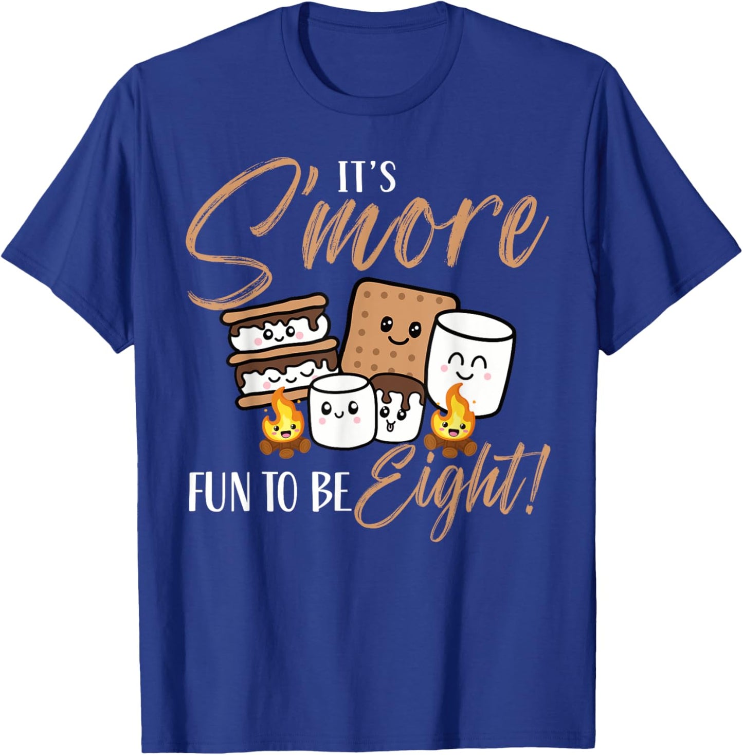 Birthday Campfire Marshmallow It's S'more Fun To Be Eight 8 T-Shirt - T-Shirt | Royal