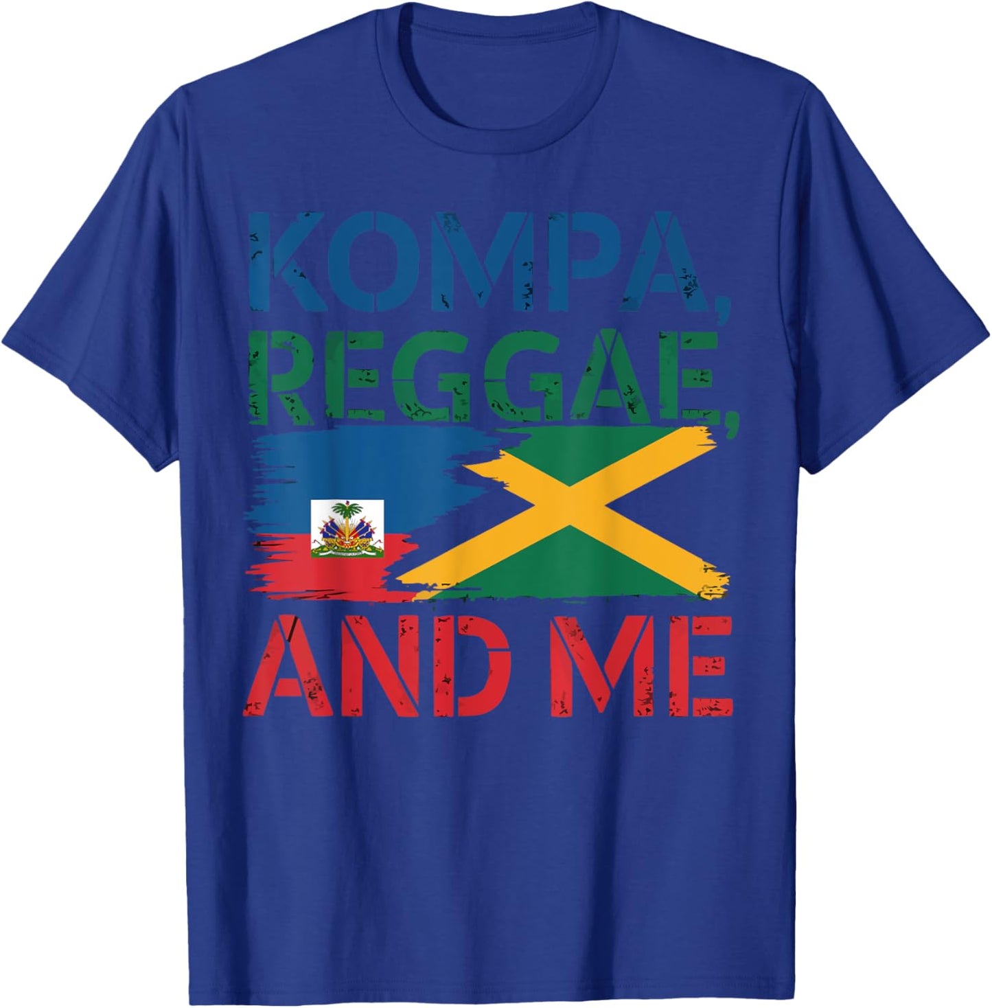 Half Haitian Half Jamaican Jamaica Flag Haiti T-Shirt - T-Shirt | Royal
