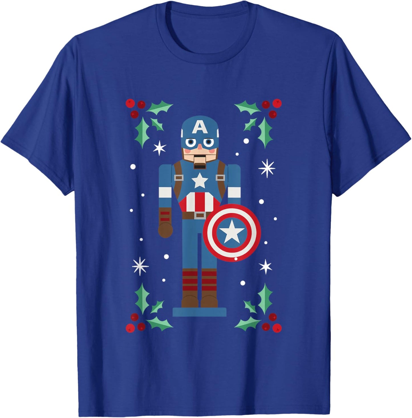 Marvel Christmas Nutcracker Captain America Mistletoe Logo T-Shirt - T-Shirt | Royal
