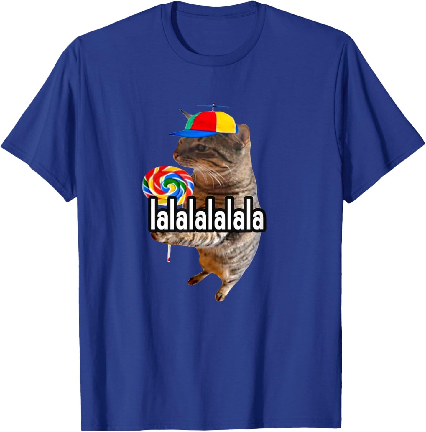 Silly Cat With Lollipop Lalalalalala Meme T-Shirt - T-Shirt | Royal