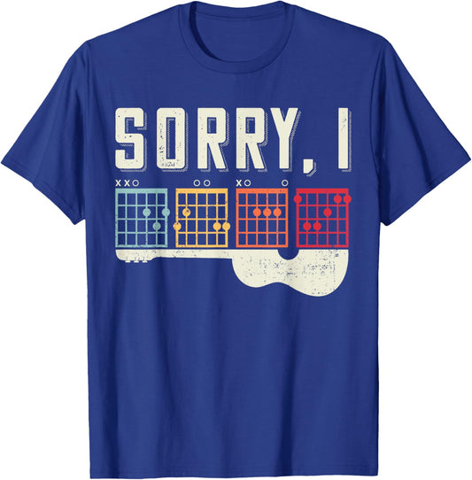 Funny Guitar Lovers Hidden Message Sorry I DGAF Guitar T-Shirt - T-Shirt | Royal