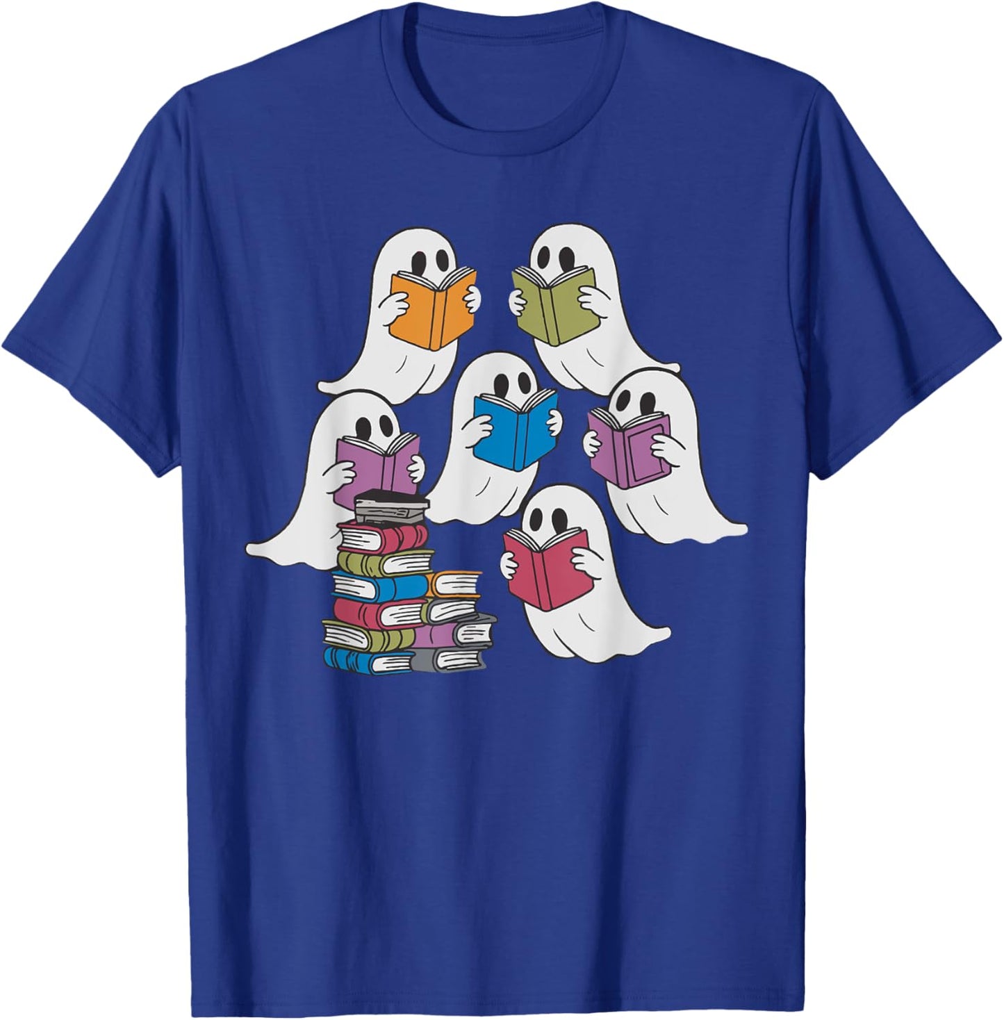 Funny Ghost Book Reading Halloween Books Lover Teacher T-Shirt - T-Shirt | Royal