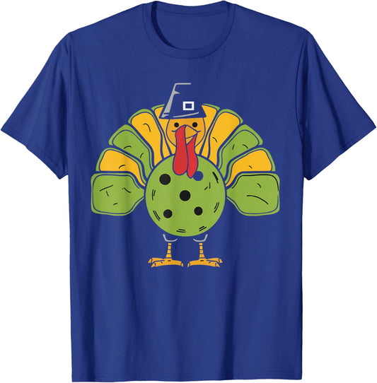 Funny Thanksgiving Turkey Pickleball Lovers T-Shirt - T-Shirt | Royal