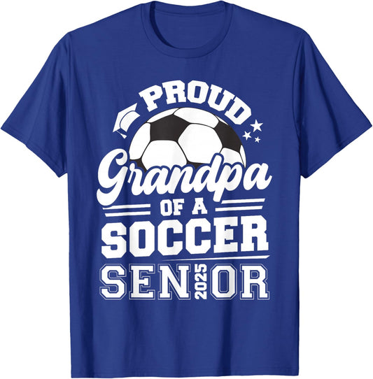 Proud Grandpa Of A Soccer Ball Senior 2025 Graduate T-Shirt - T-Shirt | Royal