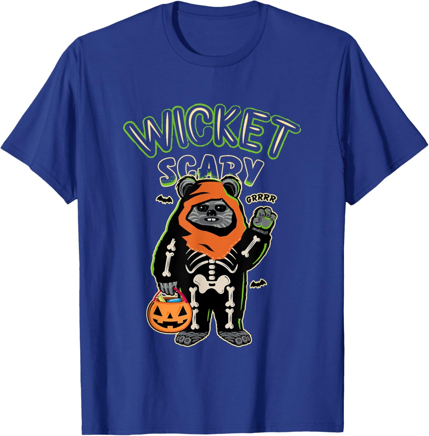 Star Wars Halloween Wicket Scary Ewoks Grrr Big Chest Logo T-Shirt - T-Shirt | Royal