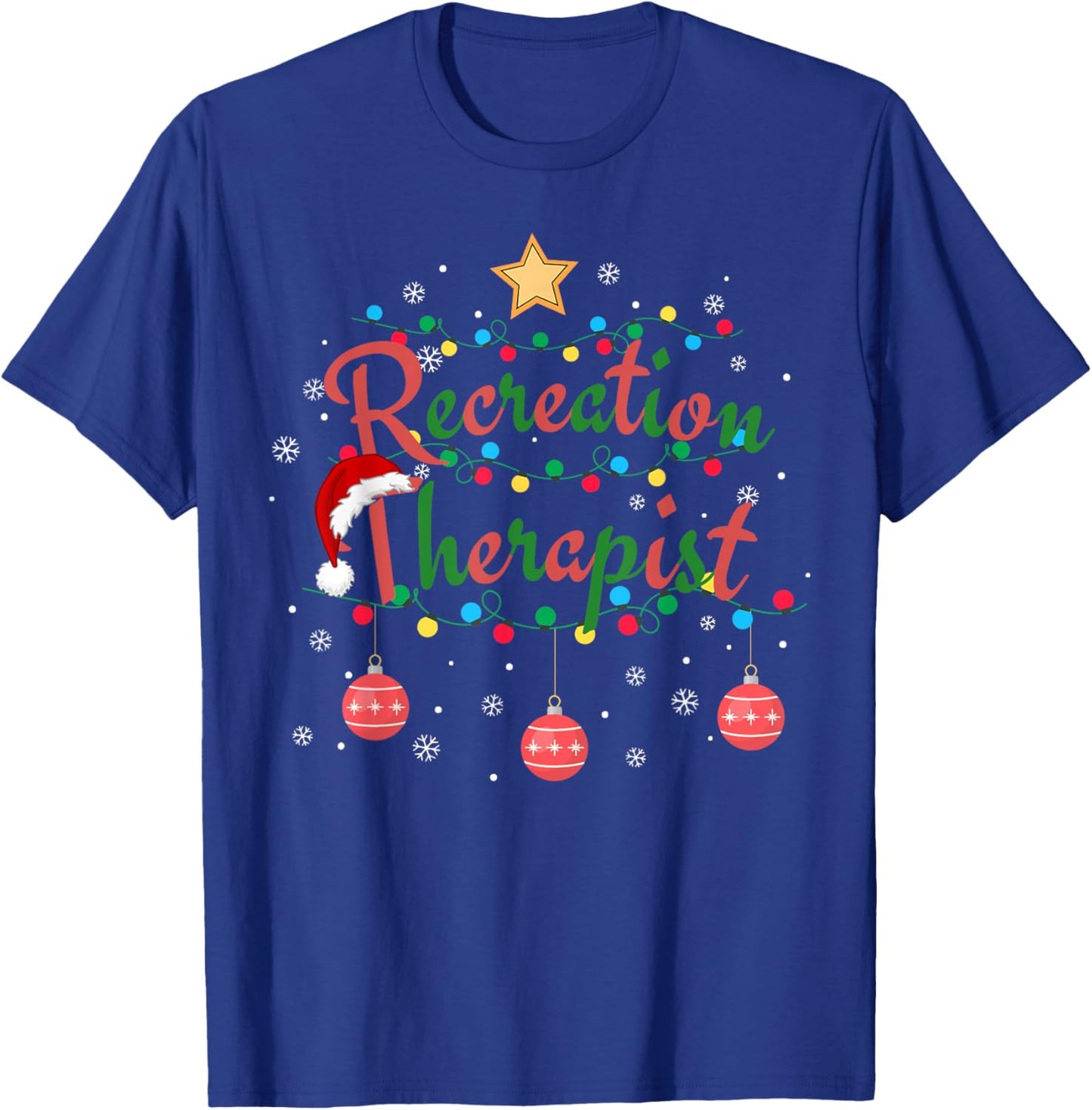Recreation Therapist Xmas Santa Hat Retro Recreational Therapy for -Adults, Black, Small, Short Sleeve T-Shirt - T-Shirt | Royal