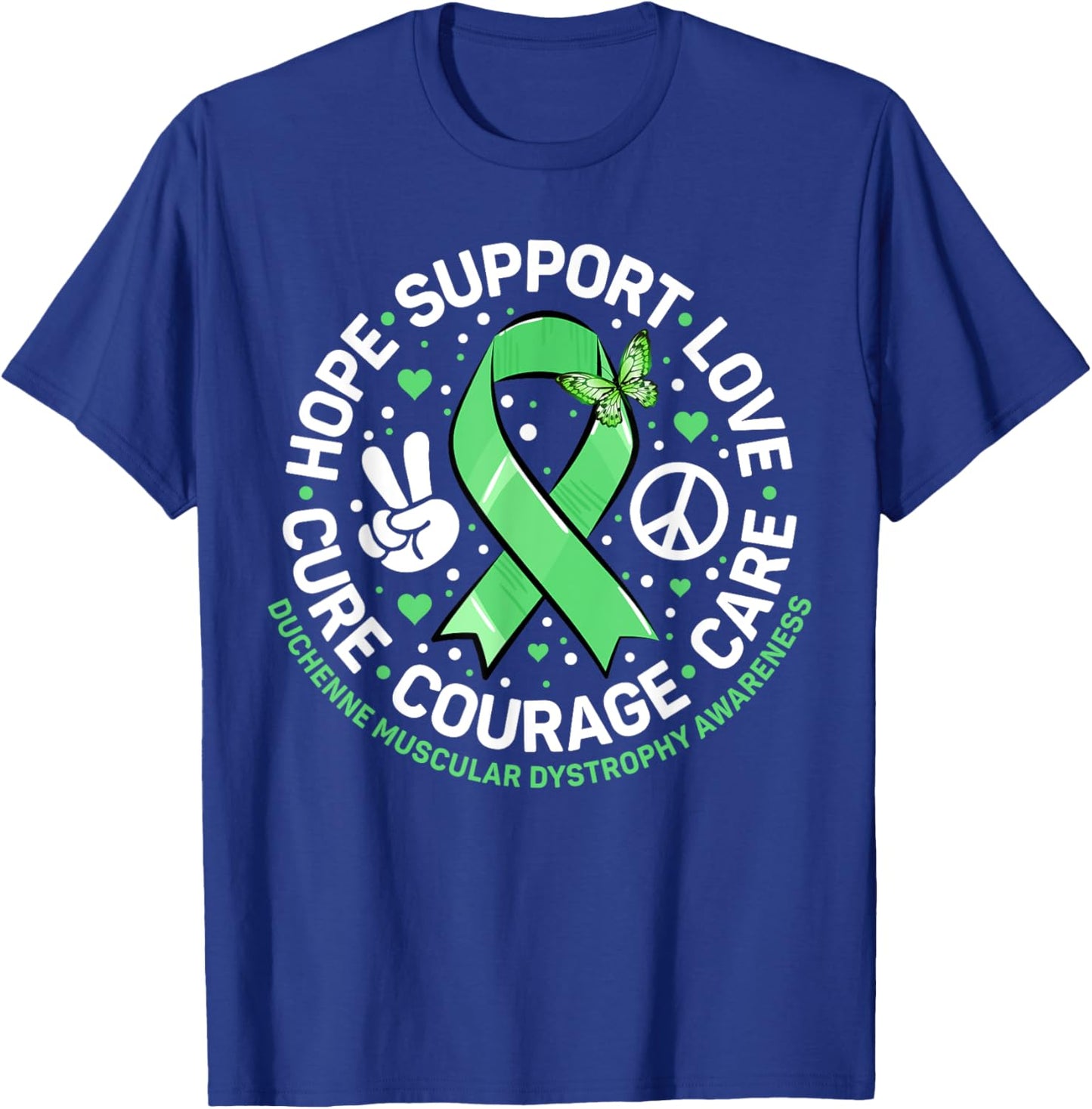 Cute Green Ribbon Support Squad Duchenne Muscular Dystrophy T-Shirt - T-Shirt | Royal