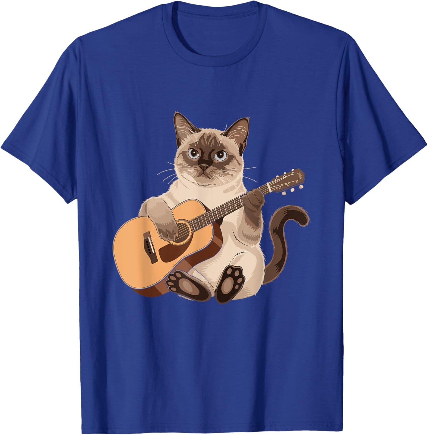 Siamese Cat Guitarist Meezer Guitar Player T-Shirt - T-Shirt | Royal