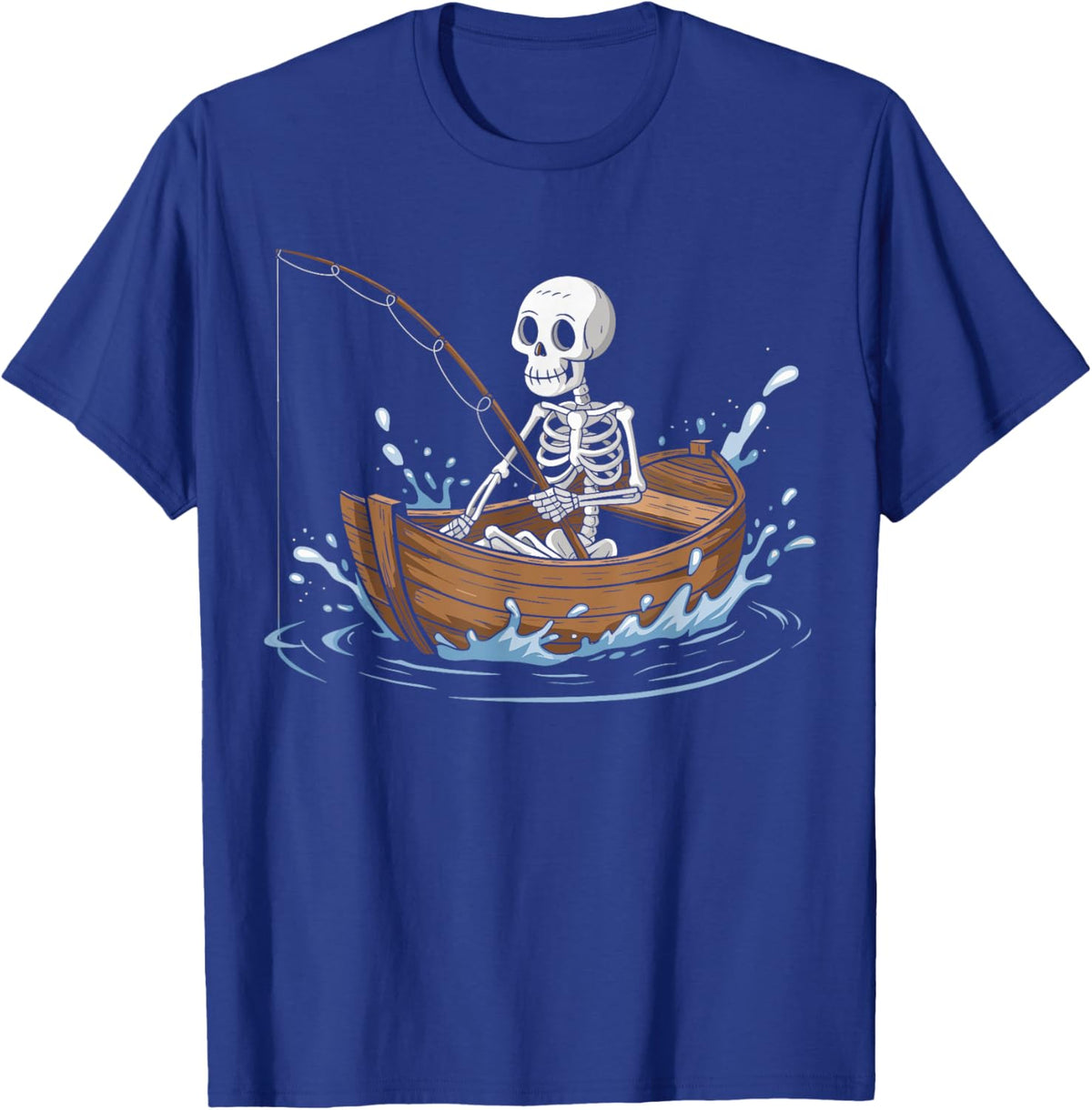 Funny Skeleton Fishing Lovers Spooky Halloween Boat T-Shirt - T-Shirt | Royal