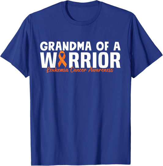 Orange Ribbon Leukemia Grandma Of A Warrior T-Shirt - T-Shirt | Royal