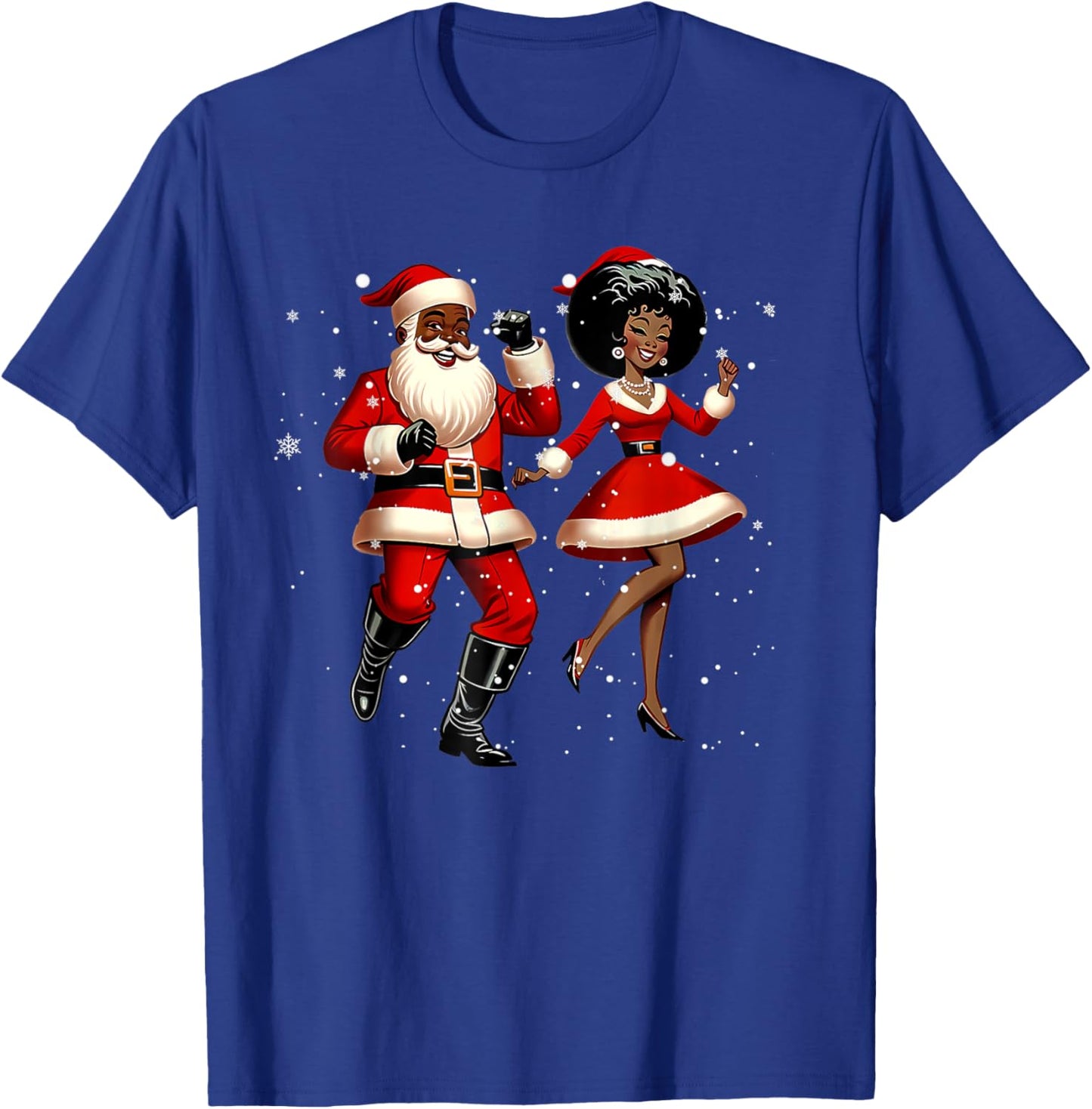 African Santa Mrs Claus Dancing African American Christmas T-Shirt - T-Shirt | Royal