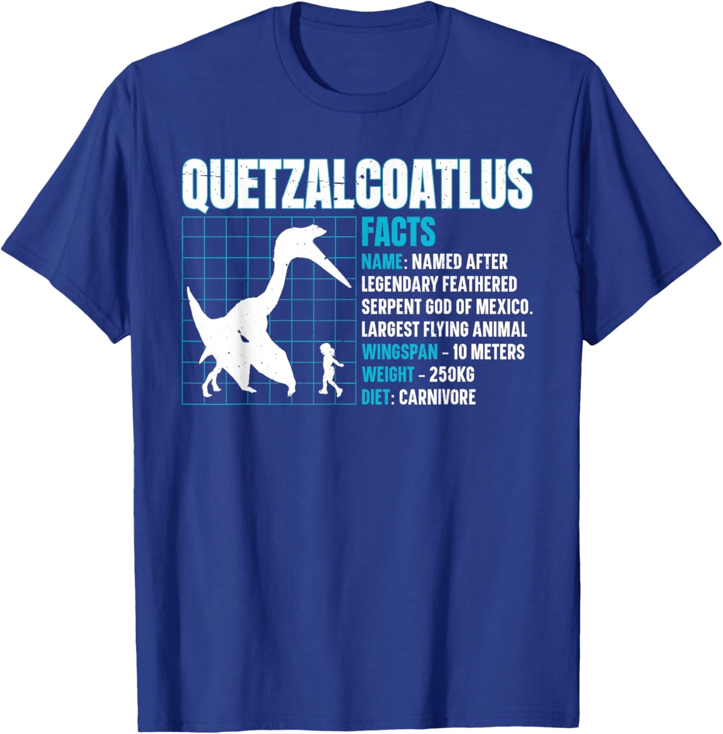 Quetzalcoatlus Facts - Black -Adult T-Shirt - T-Shirt | Royal