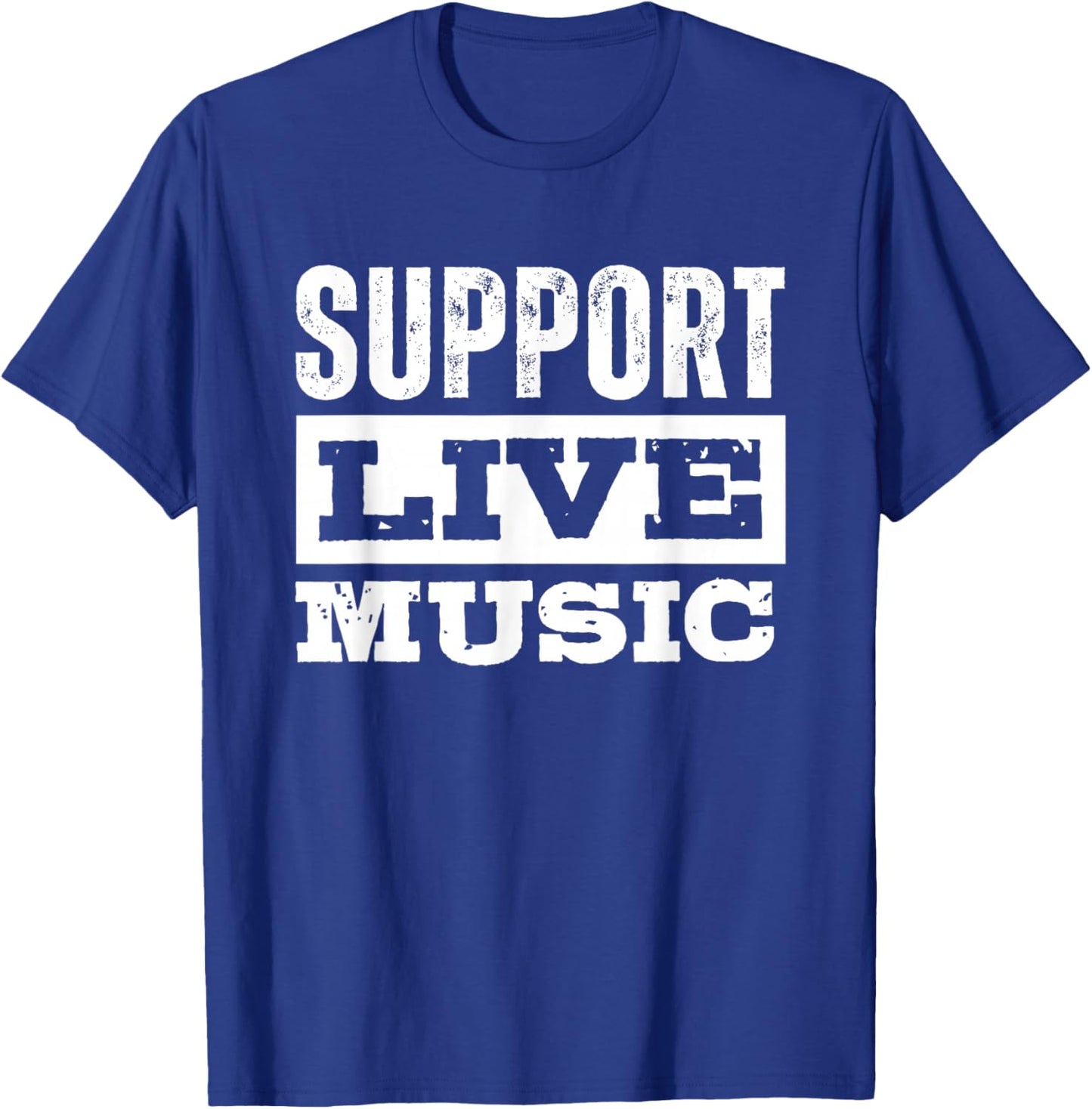 Support Live Music Vintage Retro T-Shirt - T-Shirt | Royal
