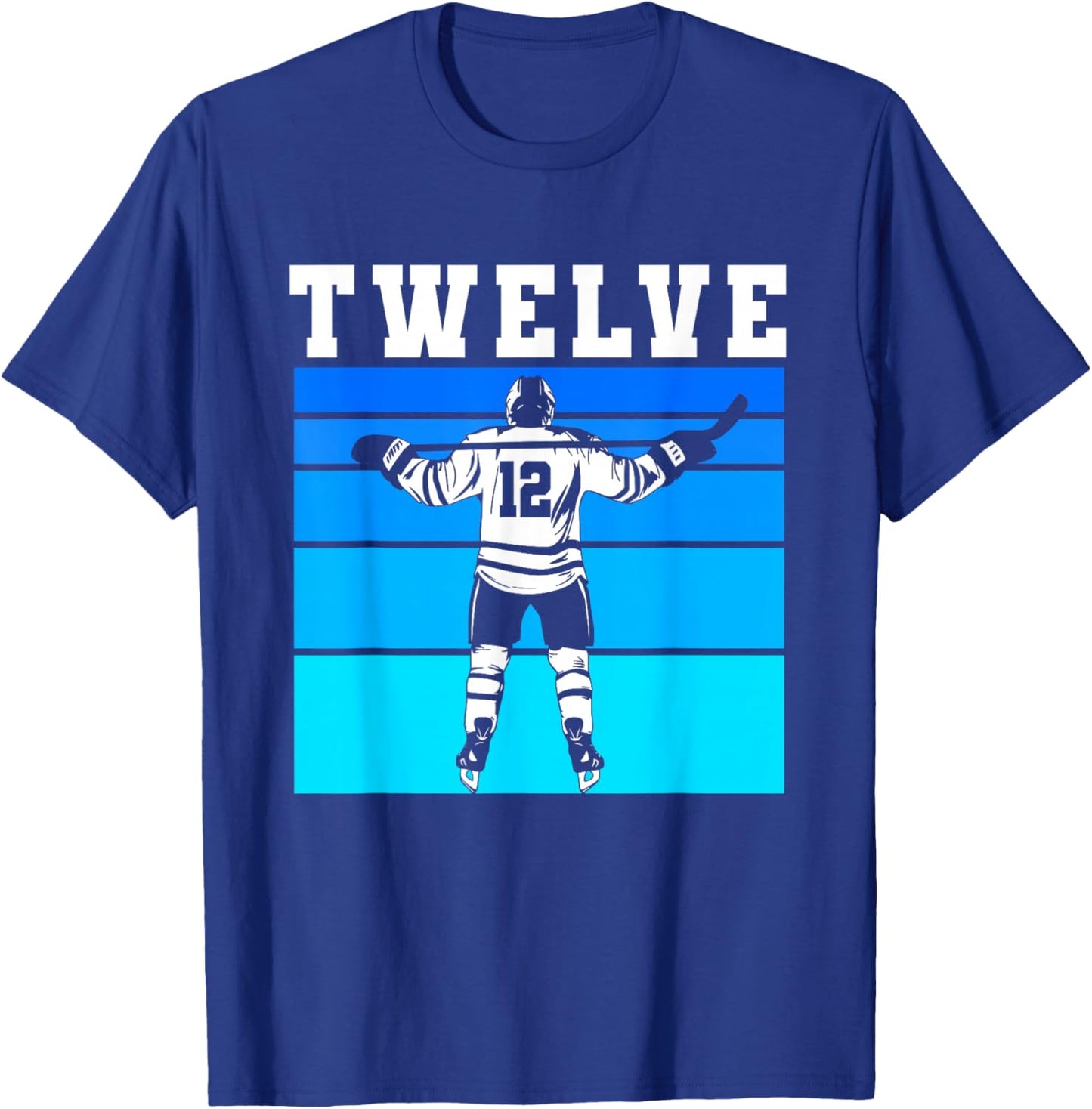 Hockey Boy 12th Birthday Twelve Ice Hockey Birthday Party T-Shirt - T-Shirt | Royal