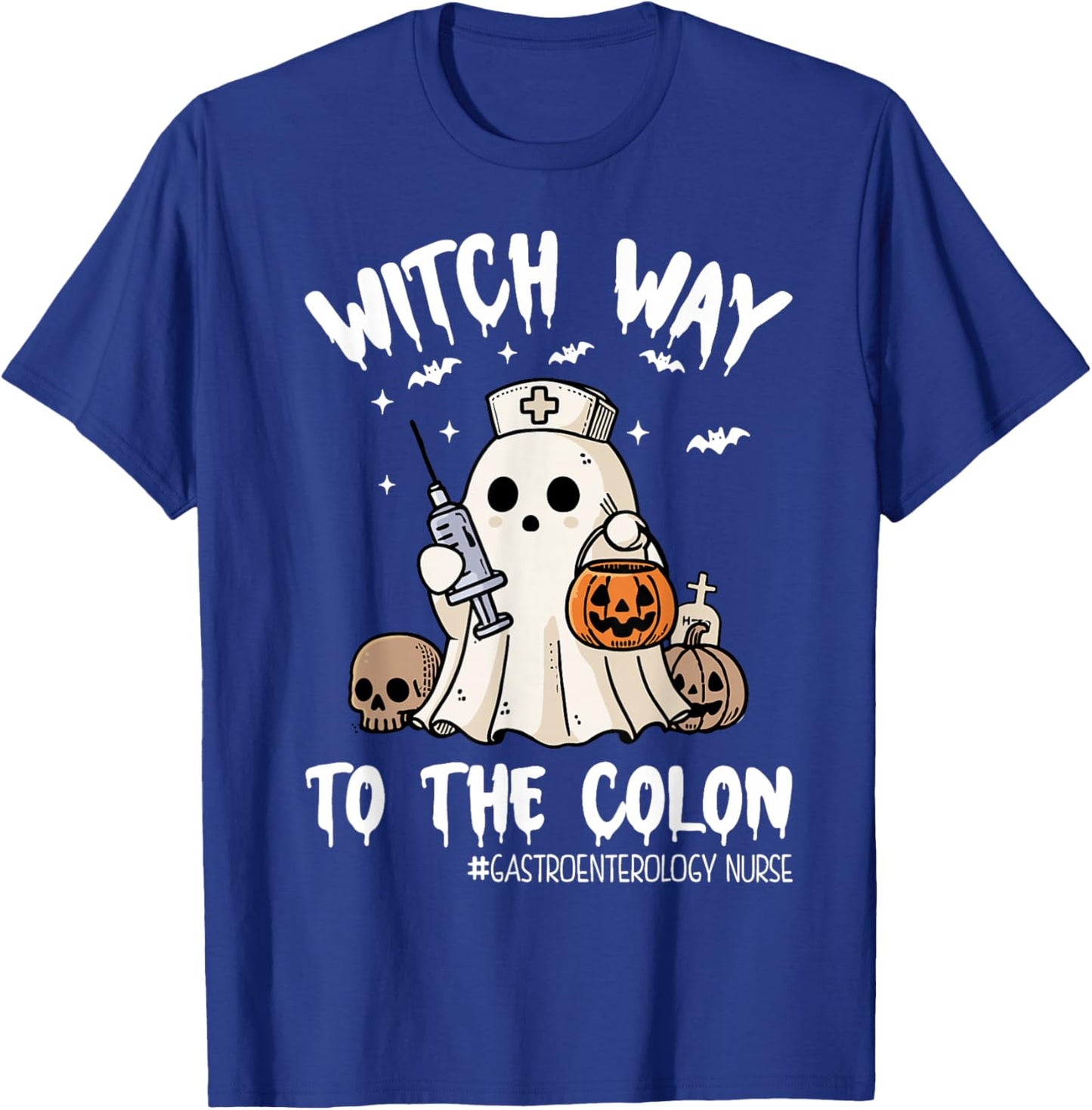 Gastroenterology Nurse Halloween Endo Nurse Ghost Endoscopy T-Shirt - T-Shirt | Royal