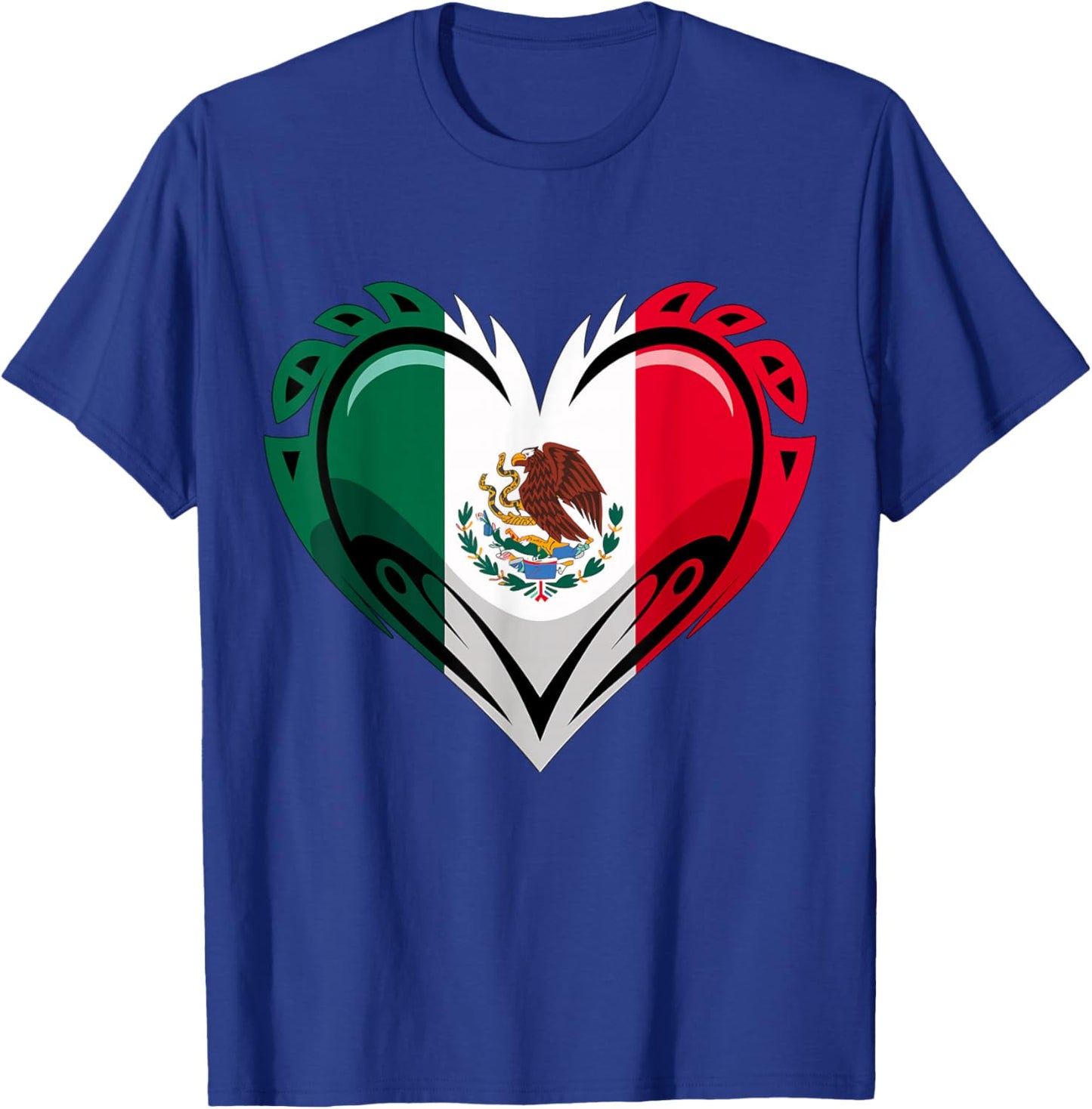 Mexico Flag Heart Mexican T-Shirt - T-Shirt | Royal