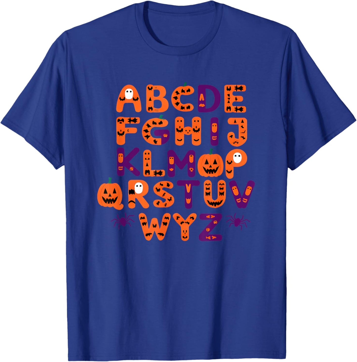 ABCs Learning Kindergarten Teacher Funny Halloween Alphabet T-Shirt - T-Shirt | Royal