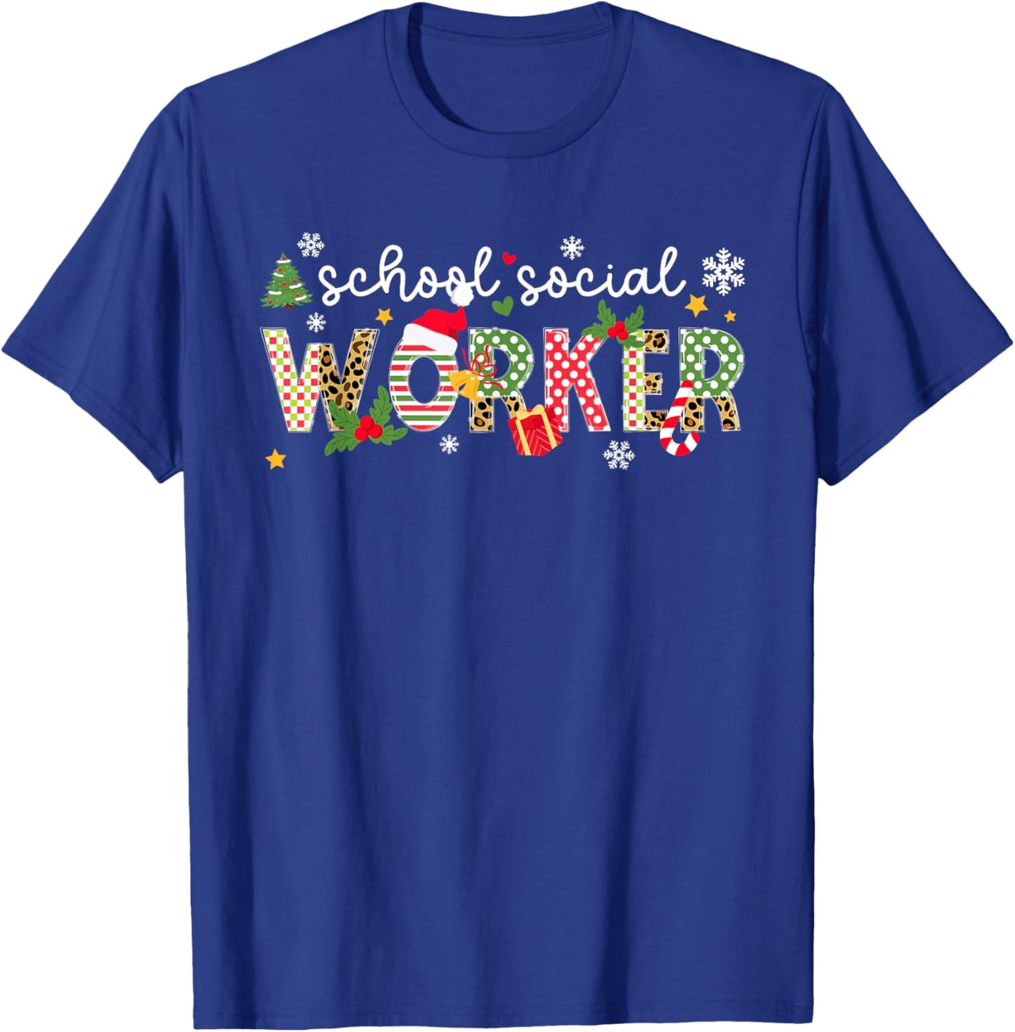 School Social Worker Christmas School Social Worker Xmas T-Shirt - T-Shirt | Royal