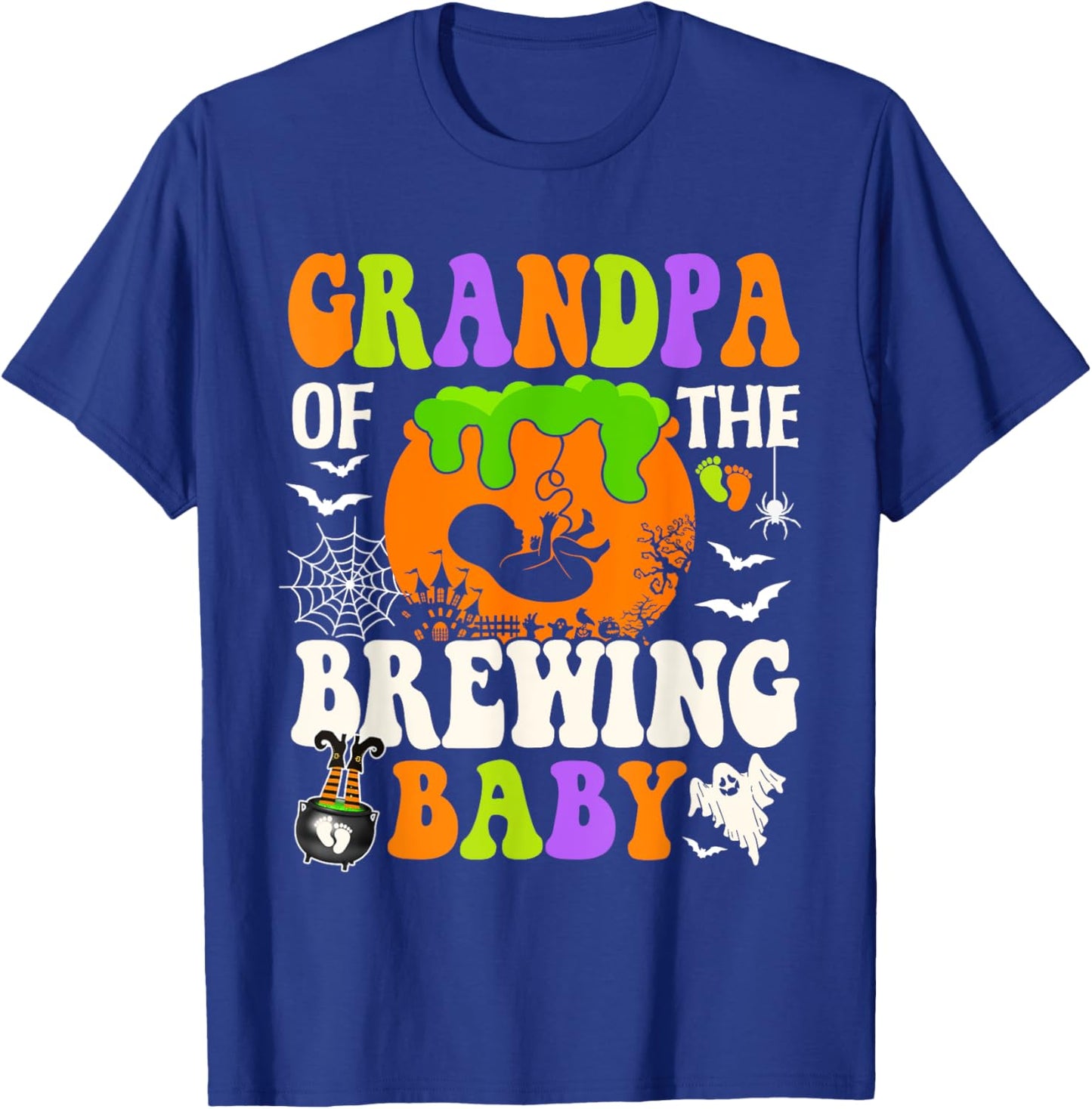 Grandpa Of The Brewing Baby Halloween Pregnancy Baby Shower T-Shirt - T-Shirt | Royal