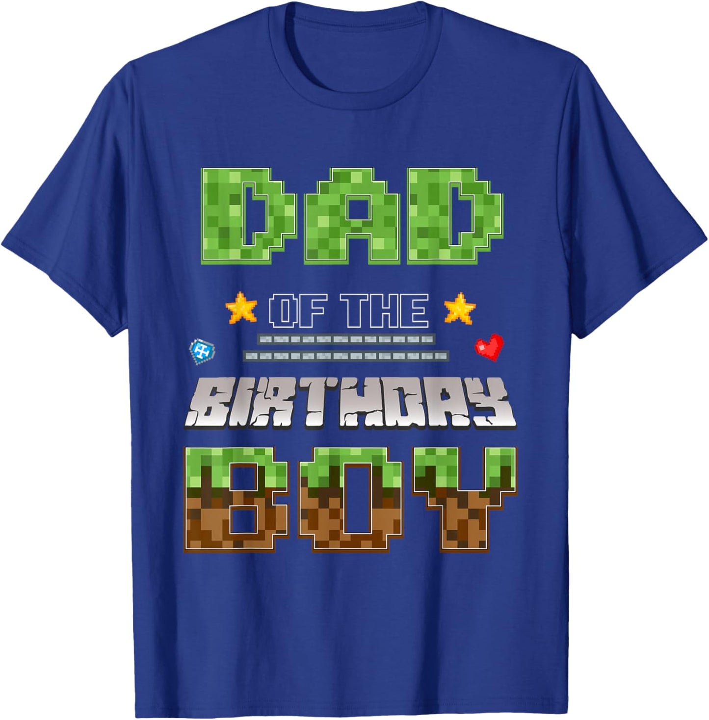 Dad of The Birthday Boy Video Gamer Pixel Birthday Party T-Shirt - T-Shirt | Royal