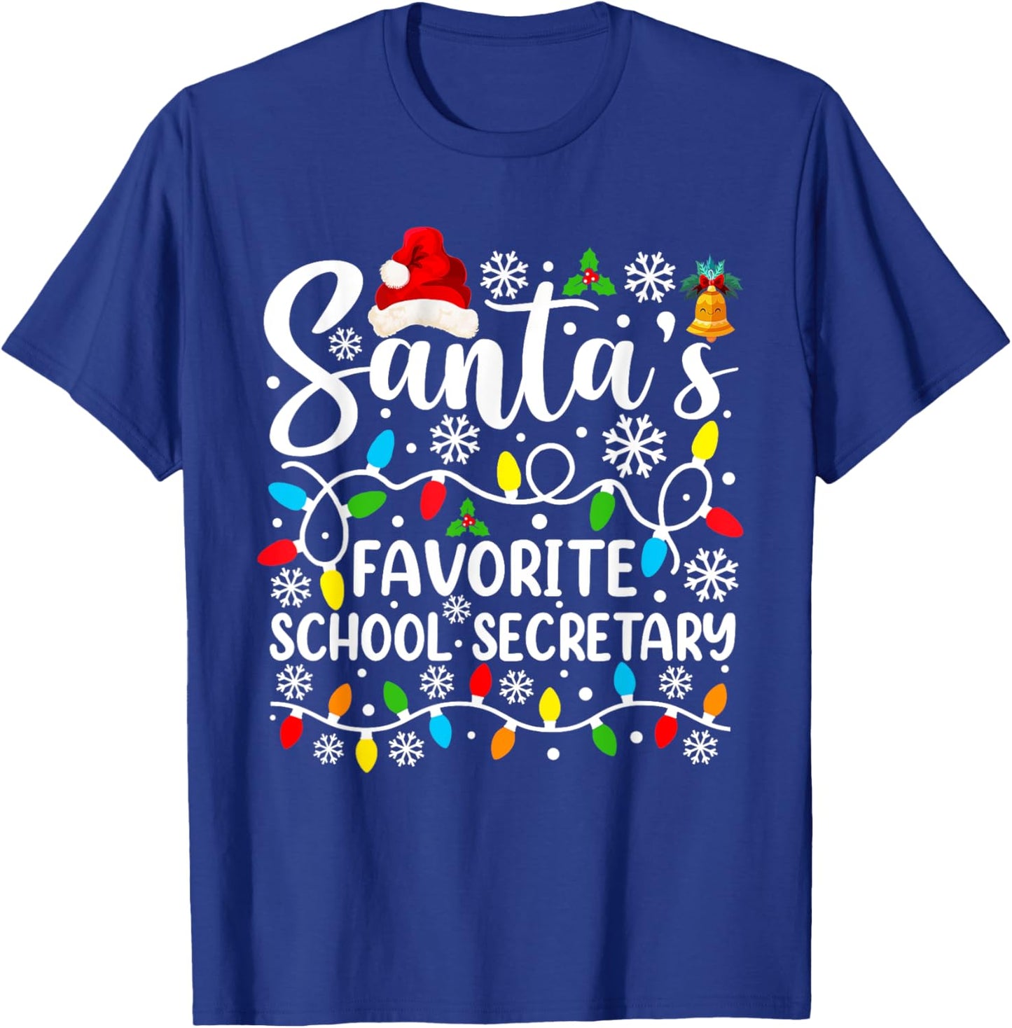 Santa's Favorite School Secretary Funny Christmas T-Shirt - T-Shirt | Royal