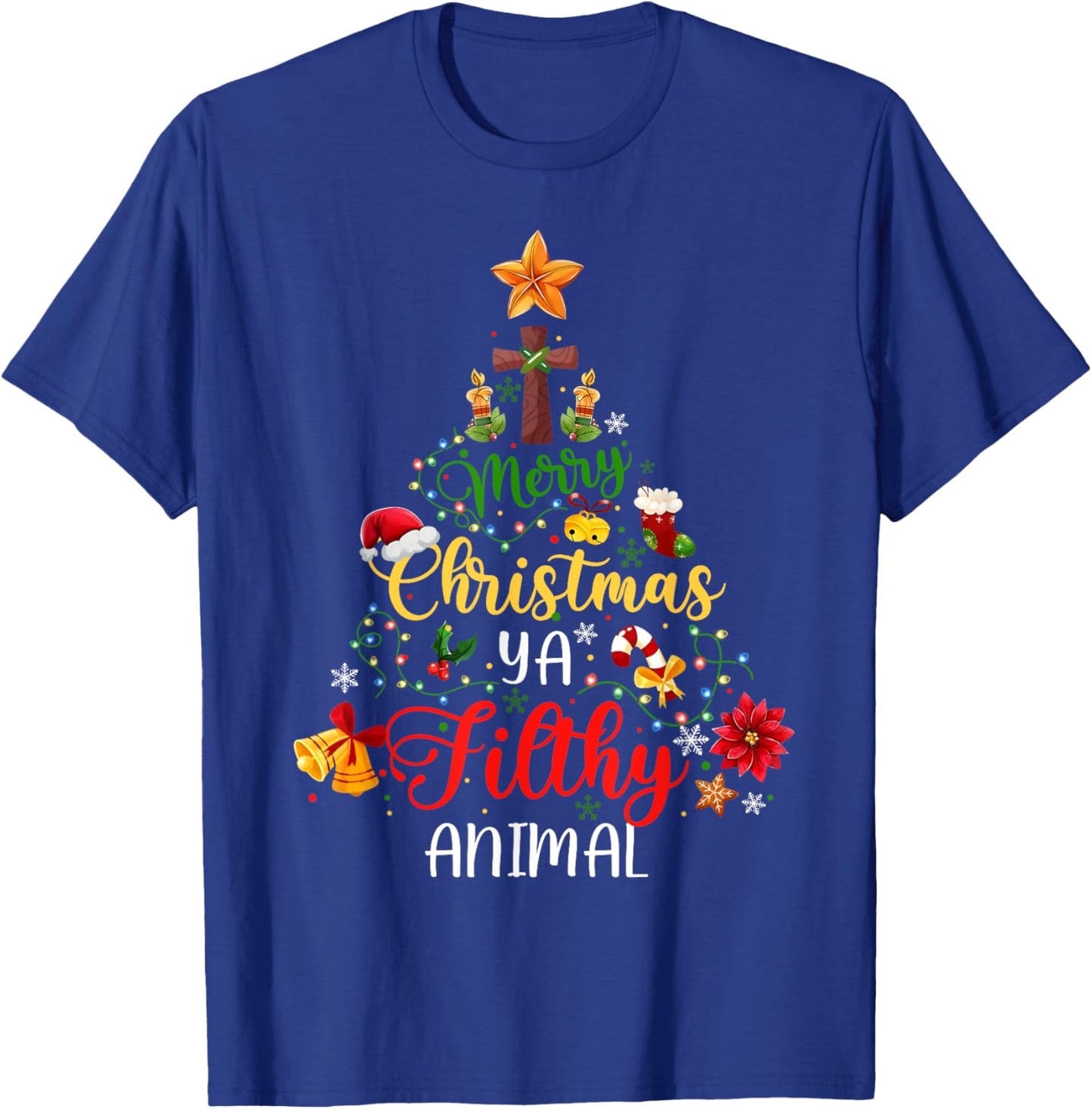 Merry Christmas Animal Filthy Ya Funny Xmas Family Pajama T-Shirt - T-Shirt | Royal