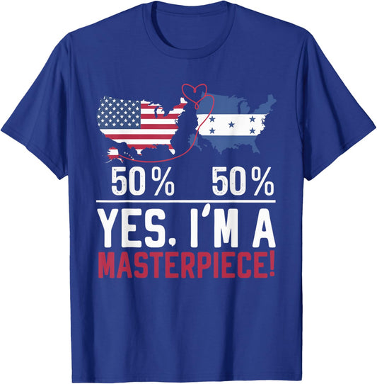 Half American Half Honduran USA Flag Honduras America T-Shirt - T-Shirt | Royal