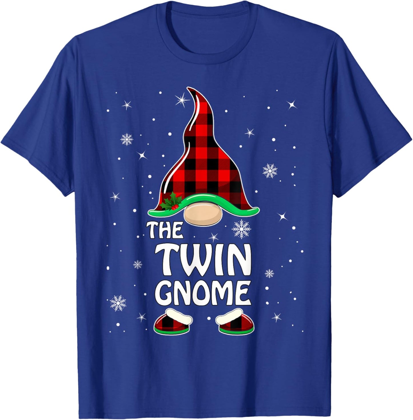 Twin Gnome Buffalo Plaid Matching Family Christmas Pajama T-Shirt - T-Shirt | Royal