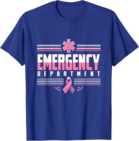 Emergency Department Emergency Room Nurse Breast Cancer T-Shirt - T-Shirt | Royal