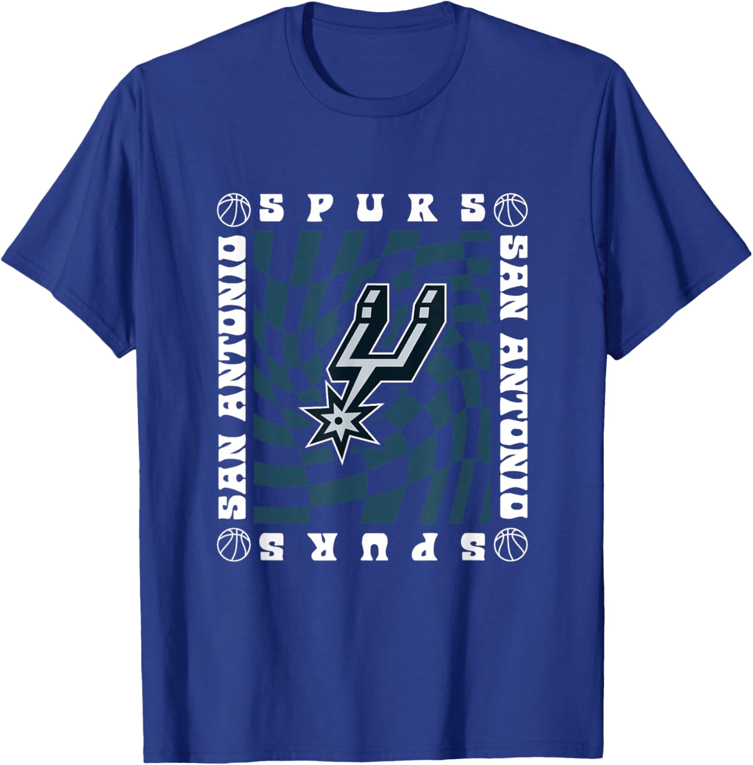 NBA San Antonio Spurs Retro Checkerboard Wave T-Shirt - T-Shirt | Royal