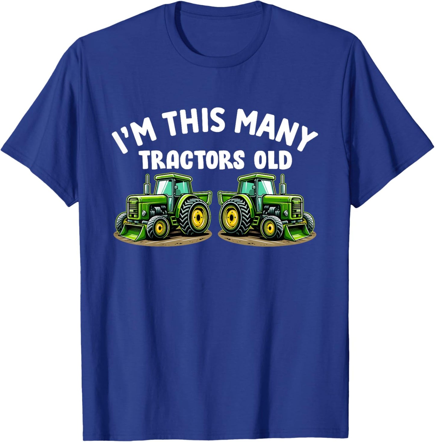 Kids I'm this many Tractors Old Boy 2nd Birthday 2 Years Old T-Shirt - T-Shirt | Royal