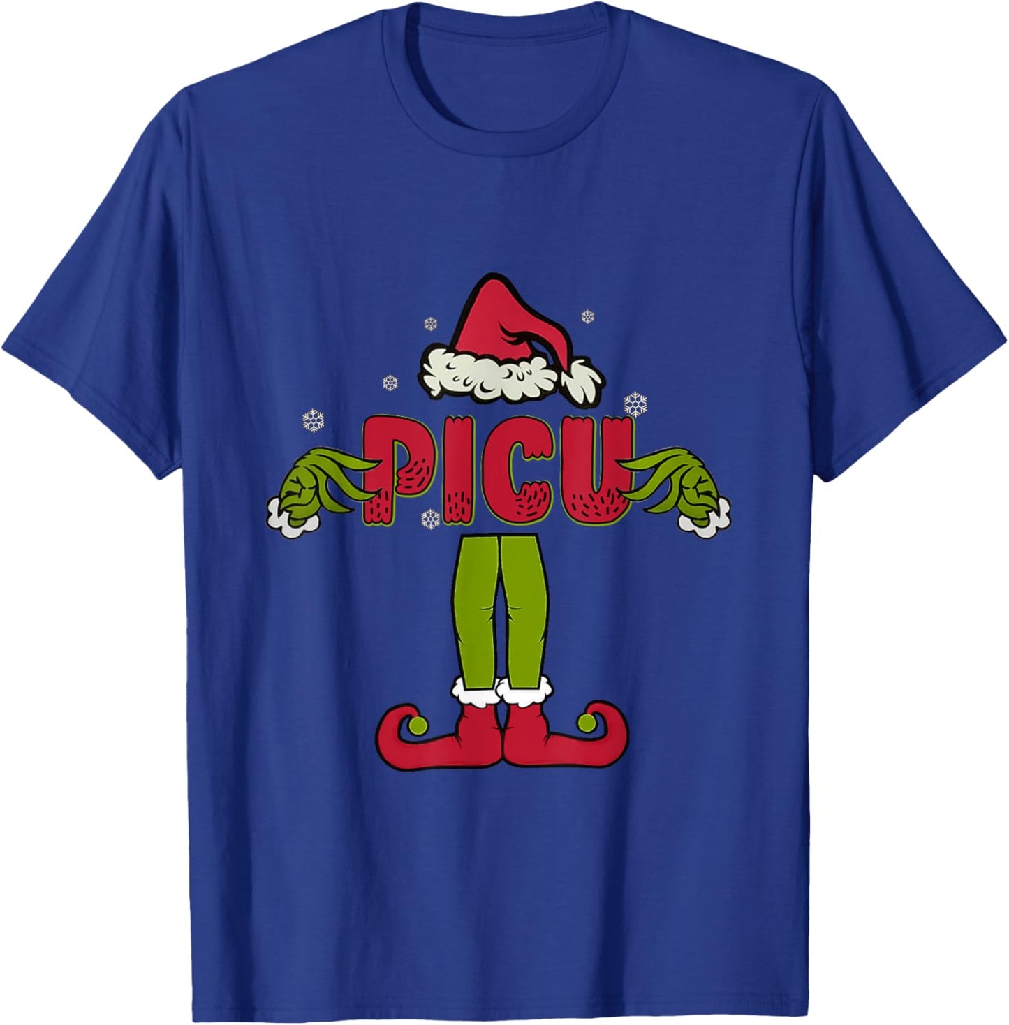 Funny Pediatric Intensive Care Unit Christmas Matching Scrub T-Shirt - T-Shirt | Royal