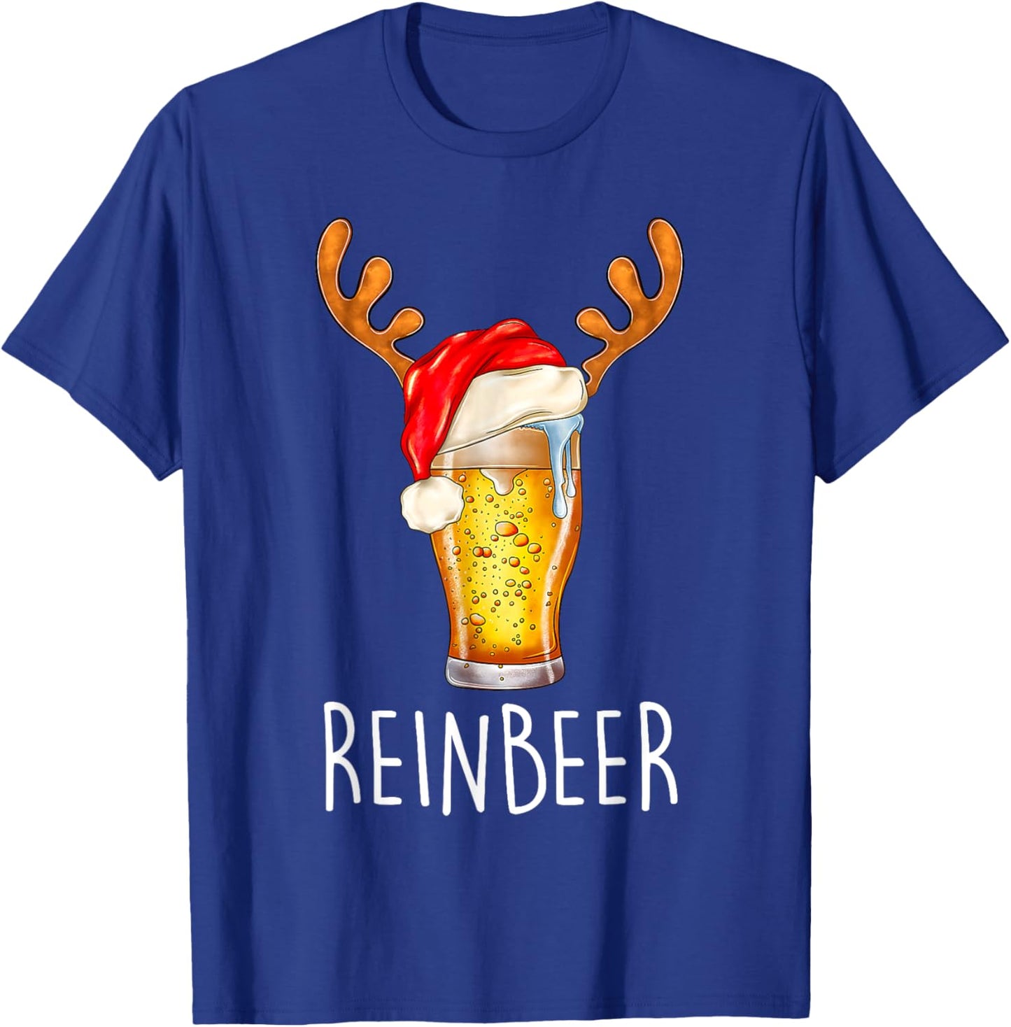 Wi-nedeer Reinbe-er Santa Hat Rei-ndeer Couple Xmas Matching T-Shirt - T-Shirt | Royal