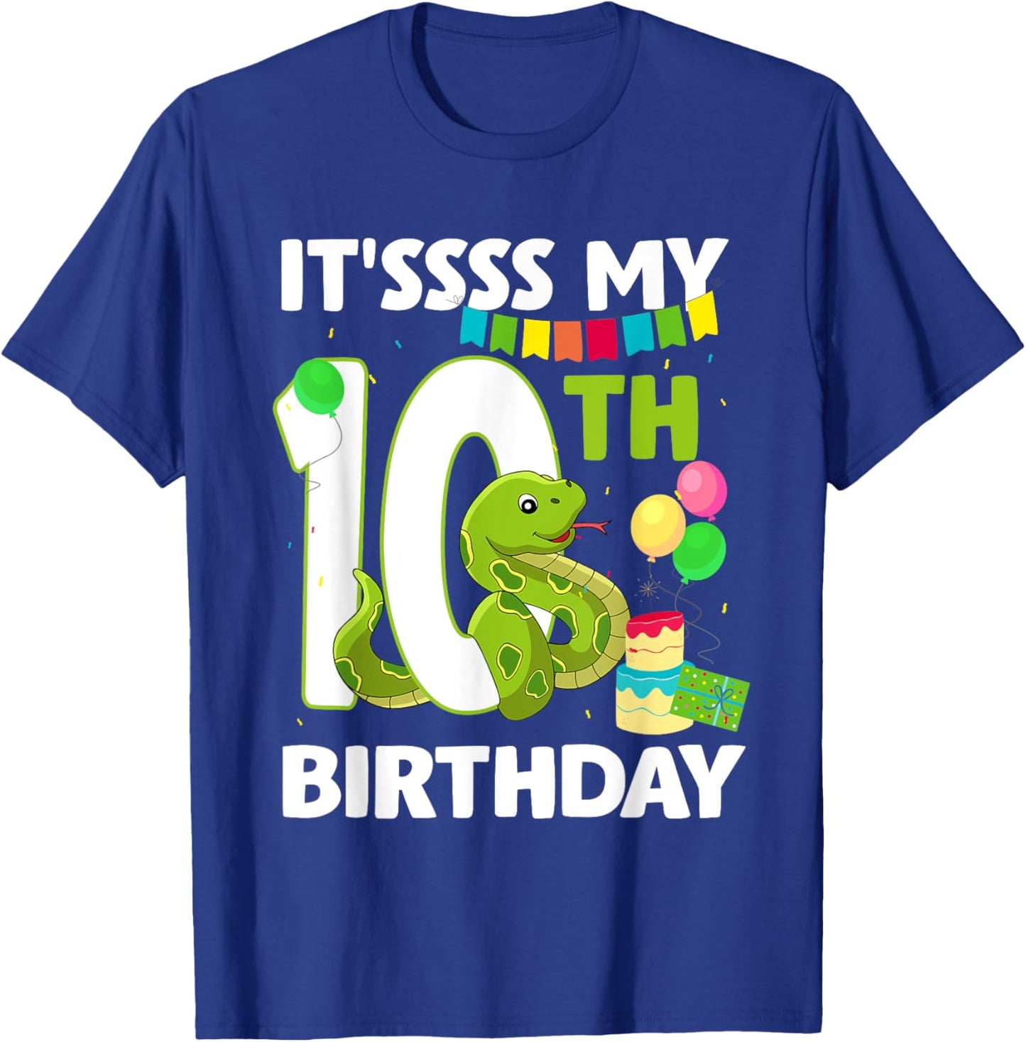 10th Birthday Snake Party 10 Year Old Snake Lover Birthday T-Shirt - T-Shirt | Royal