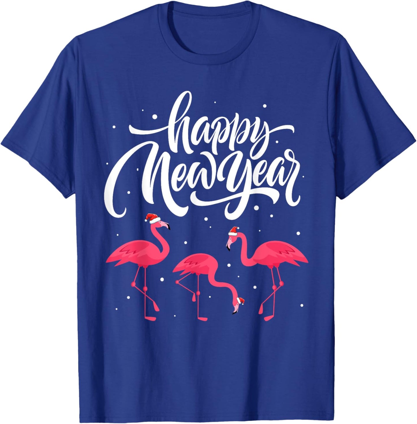 Happy New Year Cute Flamingo Santa Hat Funny Pajama T-Shirt - T-Shirt | Royal