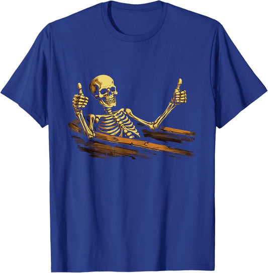 Thumbs Up Skeleton Coffin Funny Skull Halloween Women Men T-Shirt - T-Shirt | Royal