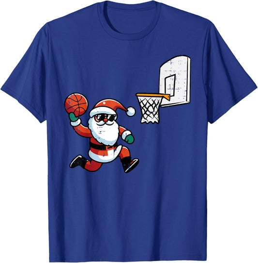 Christmas Santa Basketball Dunk Xmas Men Boys Kids Women T-Shirt - T-Shirt | Royal
