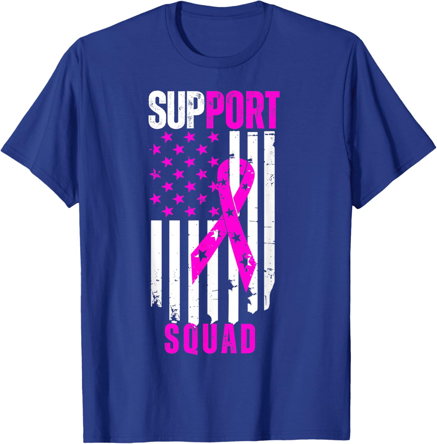Breast Cancer Support Squad Women Breast Cancer Pink Ribbon T-Shirt - T-Shirt | Royal