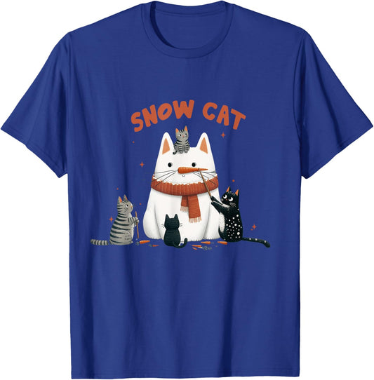 Funny Snow Cat Snowman Christmas Cat T-Shirt - T-Shirt | Royal