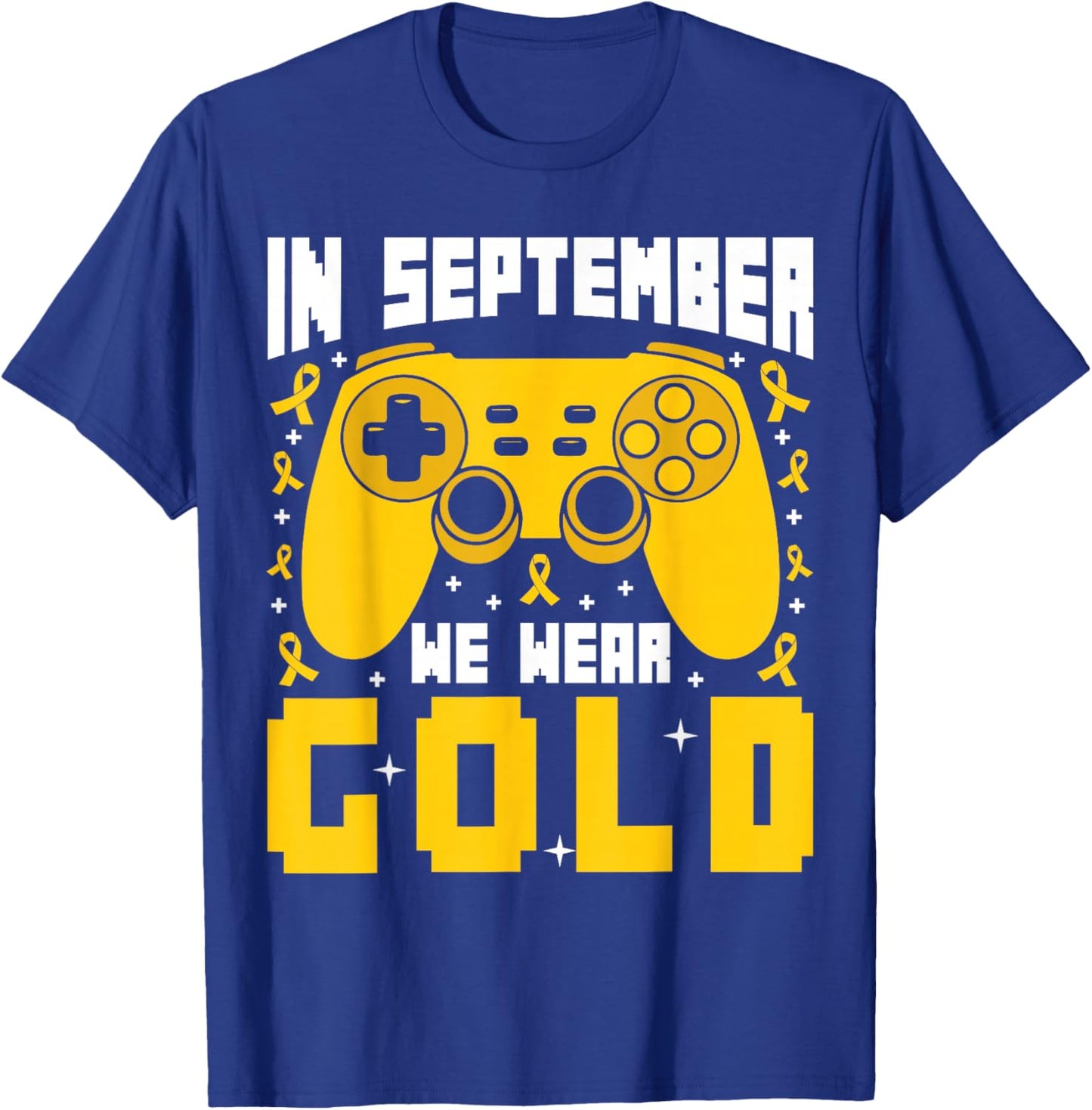 In September We Wear Gold Gaming Childhood Cancer Boys Kids T-Shirt - T-Shirt | Royal