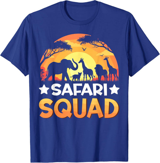 Safari Squad Safari Animals Sunset Wildlife Matching Zoo T-Shirt - T-Shirt | Royal