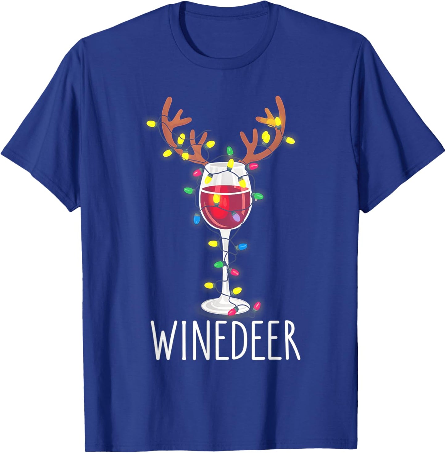 Winedeer Reinbeer Santa Hat Reindeer Couple Xmas Matching T-Shirt - T-Shirt | Royal