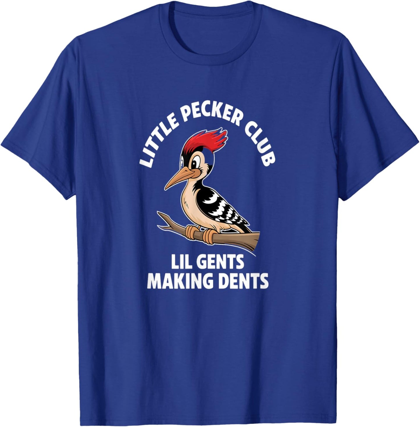 Lil Gents Funny Bird Enthusiast Club - Little Pecker Club Funny Woodpecker Humor -Adults, Kids Black Short Sleeve T-Shirt - T-Shirt | Royal